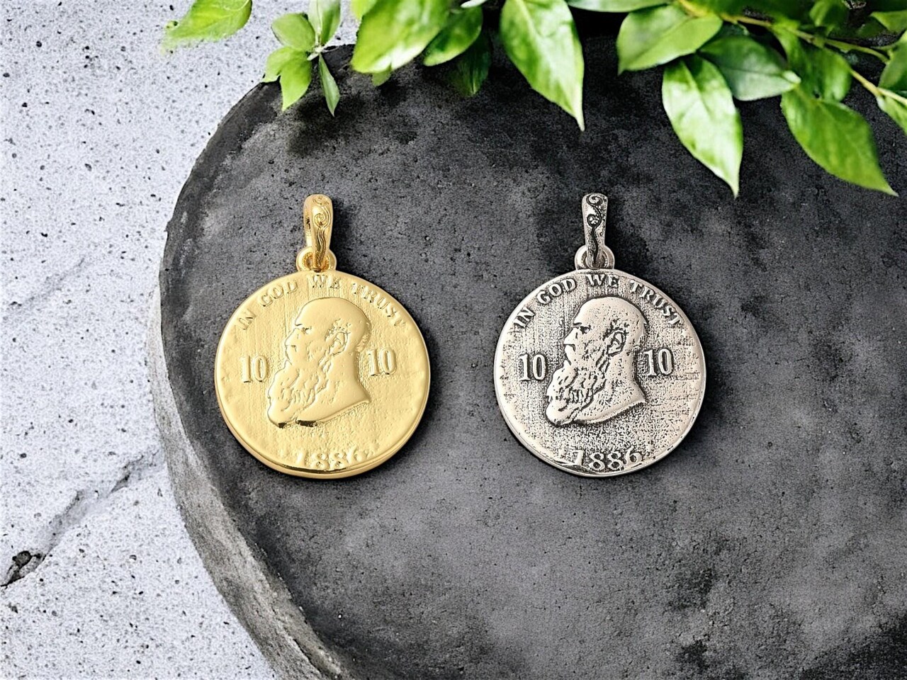 *2* 20x18mm Long Lasting Plated Brass Ancient Coin Charm Pendants - Choose Your Color